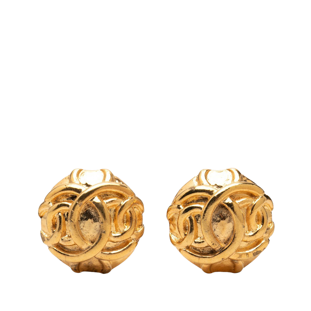 Pre-Loved Chanel CC Gold Plated Round Clip On Earrings